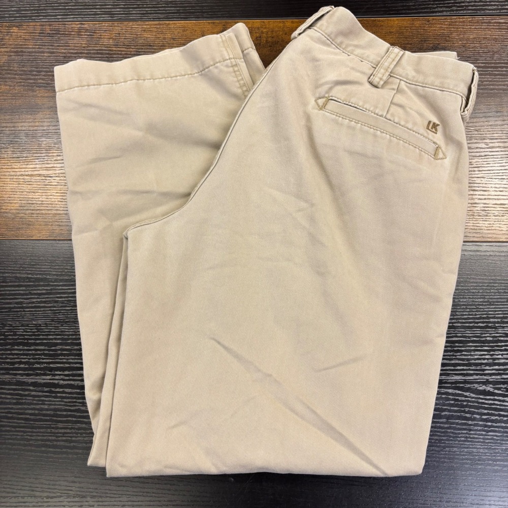 Life Khaki by Haggar Mens Tan Straight Leg Chino Pants 34x30‎ Beige Cotton Blend